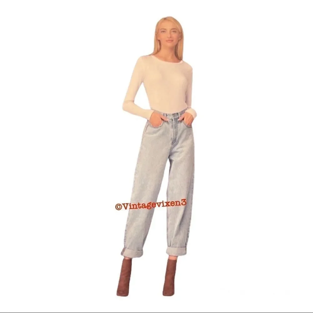 Simple Society High waist rise balloon jean jeans roll cuff NEW NWT light wash